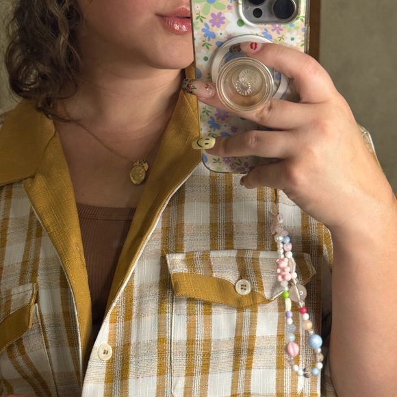 Vintage Tan, Plaid Button Down 🍂 - Picture 1 of 9